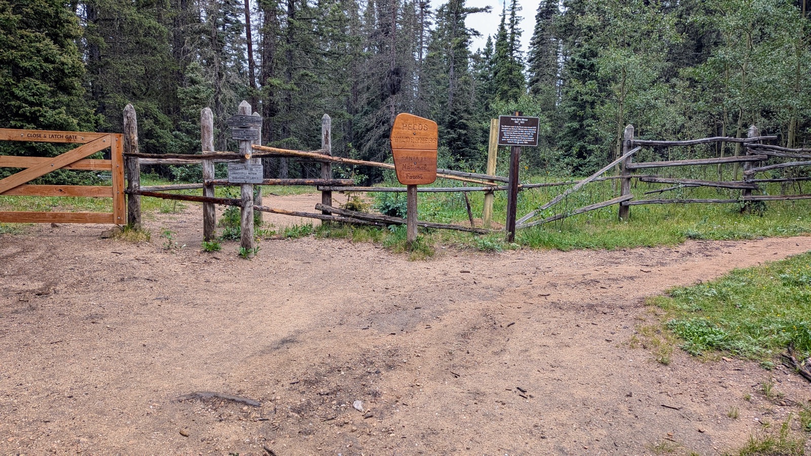 Passing through the gate into the Pecos Wilderness.